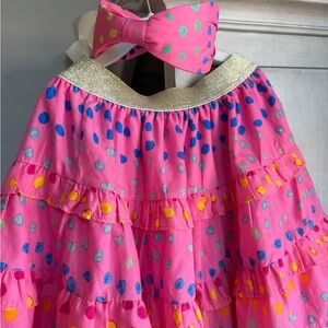 Pink Tiered Polka Dot Skirt with headband